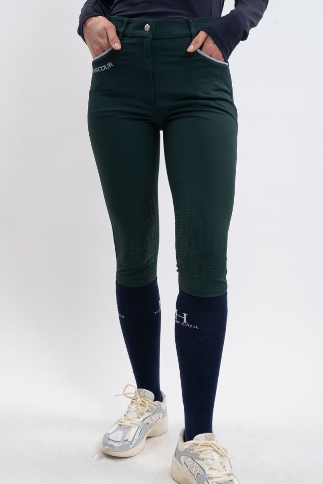 Pantalón de equitación Jaltika Fix System Grip - Verde jungla