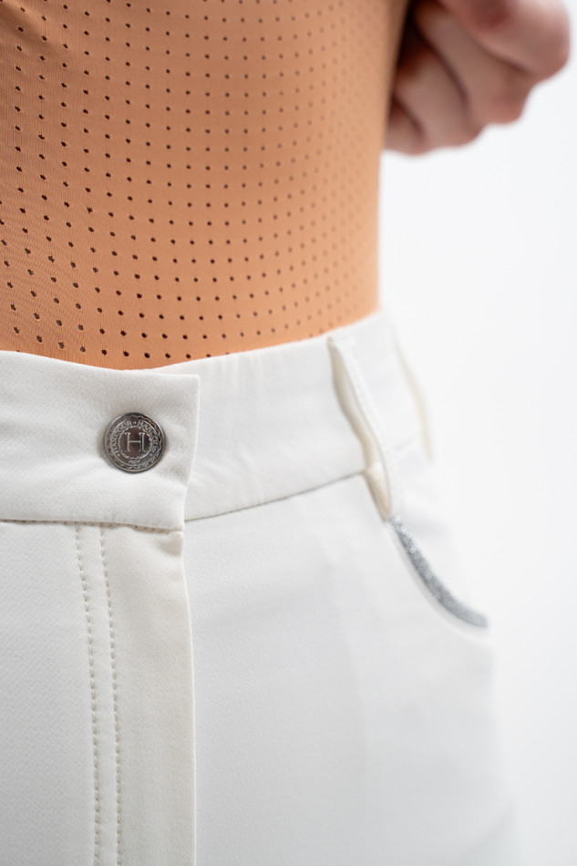 Pantalones de equitaci&oacute;n Boogie de asiento integral para mujer - Blanco (Blanco)