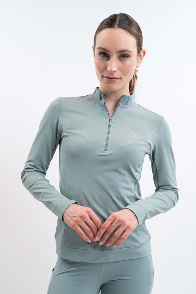 Polo técnico Tess Mujer - Gris Verde Polo técnico Tess Mujer - Gris Verde