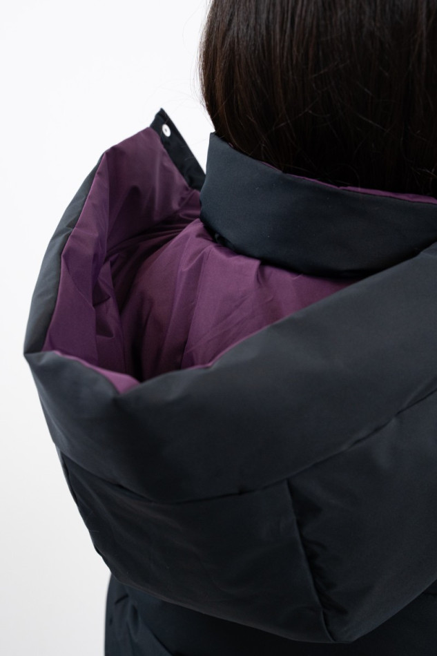 Adele Short Parka - Black /Dark purple