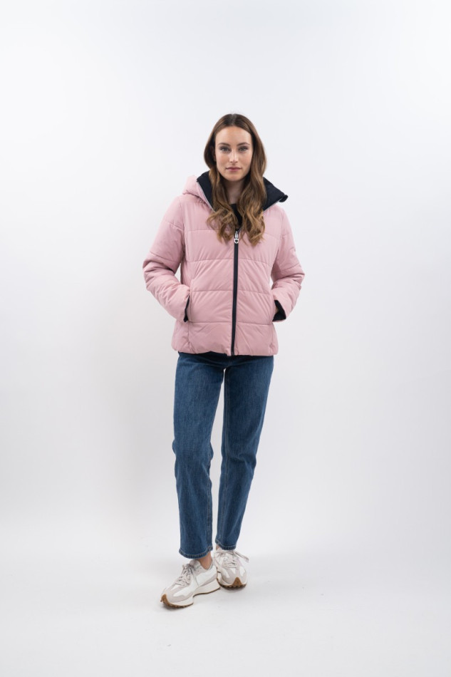 Adele Short Parka - Navy/Light pink