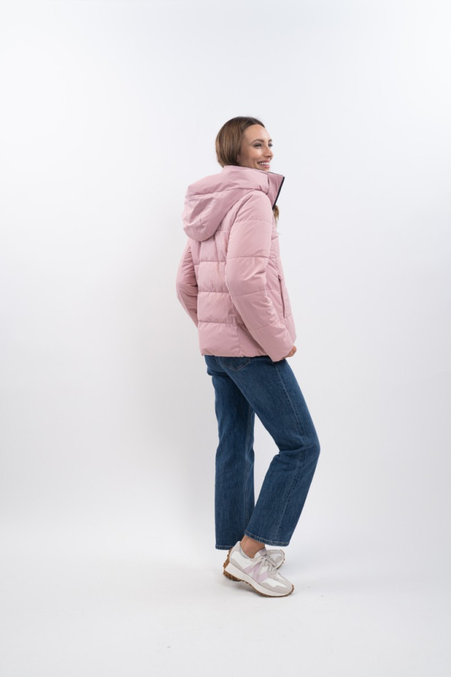 Adele Short Parka - Navy/Light pink