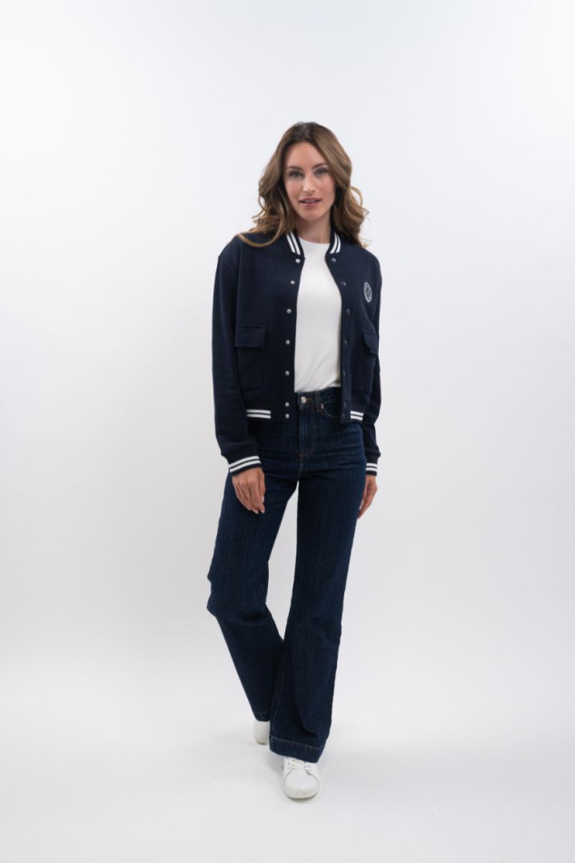 Agathe Bomber Sweater - Navy