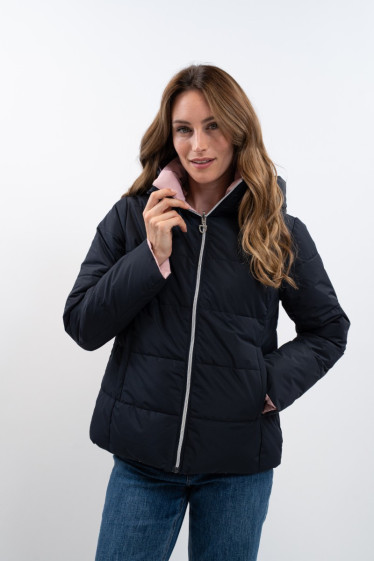 Adele Short Parka - Navy/Light pink