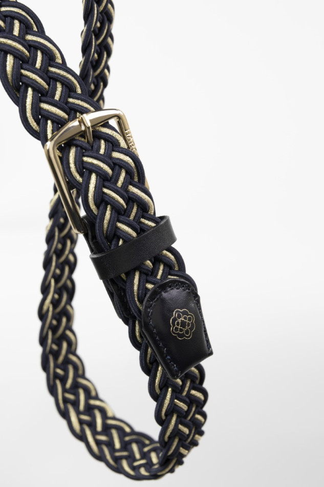 Charline Versailles elastic belt - Navy/Light Gold