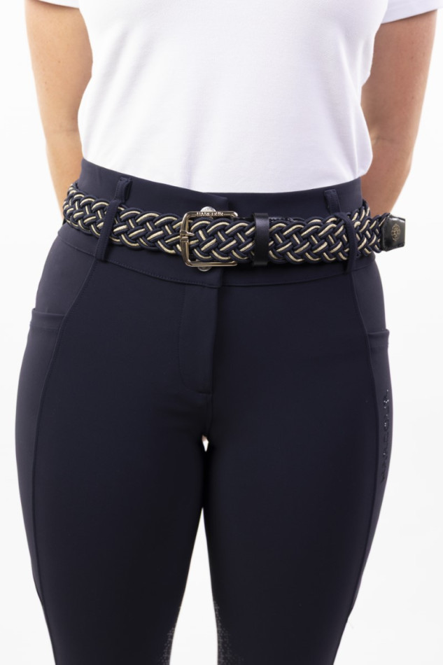 Charline Versailles elastic belt - Navy/Light Gold