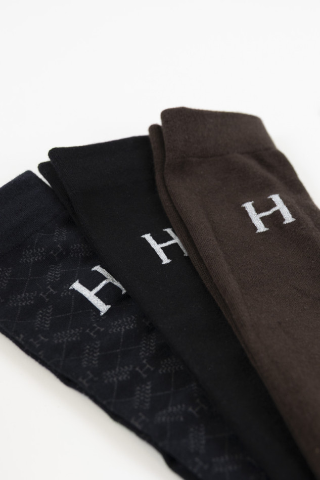 Aiko Socken (x3 Paar) - Dark brown/Black/Tartan