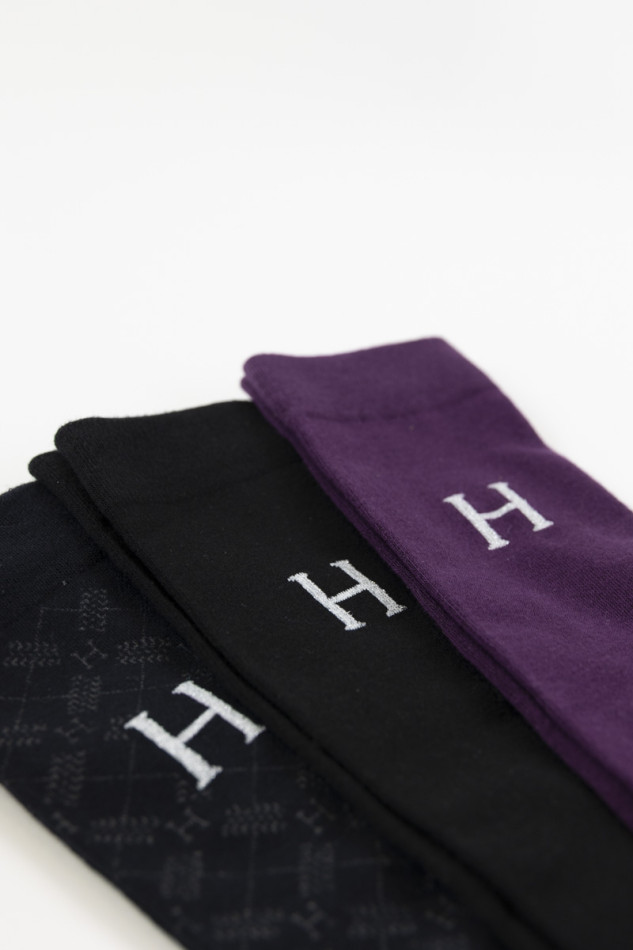 Aiko Socks (x3 pairs) - Dark purple/Black/Tartan Aiko Socks (x3 pairs) - Dark purple/Black/Tartan