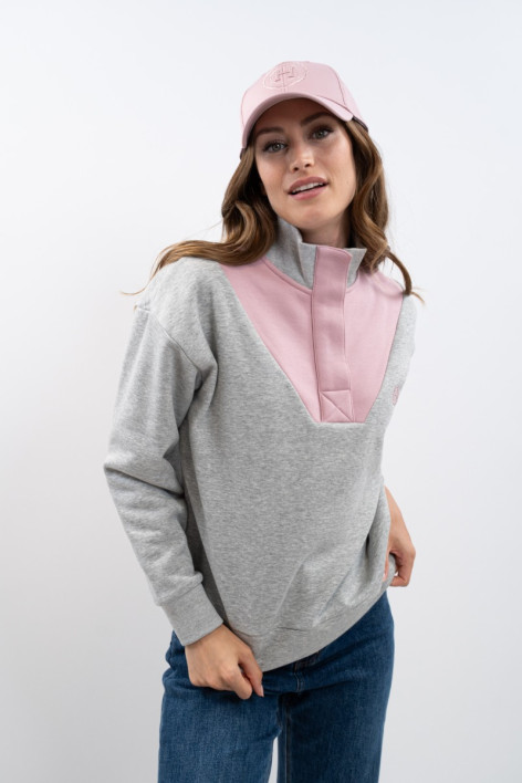 Ambre Sweater Dames - GreyMel/Light pink