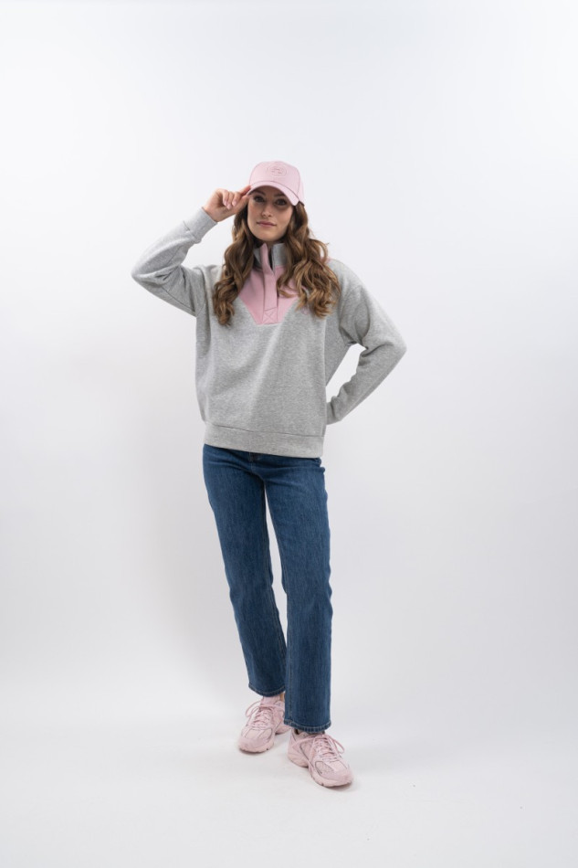 Ambre Sweat Mulher - GreyMel/Light pink