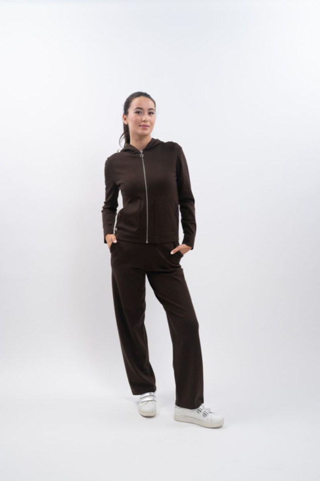 Amelie Sweat zipp&eacute; maille Femme - Cacao (Dark brown)