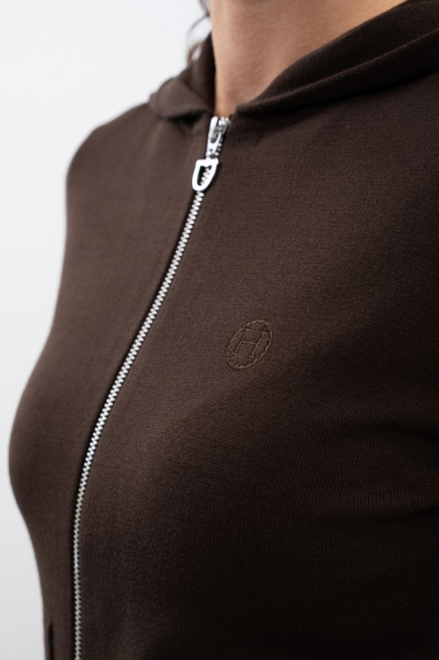 Amelie Sweat zipp&eacute; maille Femme - Cacao (Dark brown)