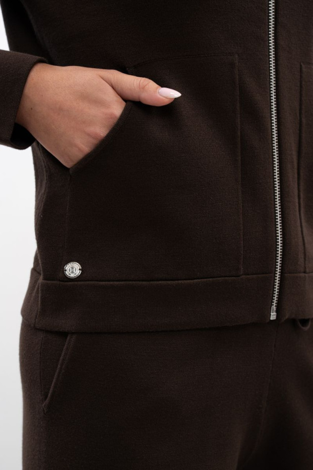 Amelie Sweat zipp&eacute; maille Femme - Cacao (Dark brown)