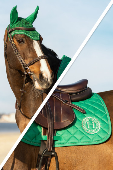 PACK Sunny mat and Funny bonnet - Green/Light Gold