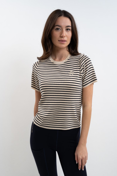 Camiseta de mujer Tzimi - Lino/Azul marino