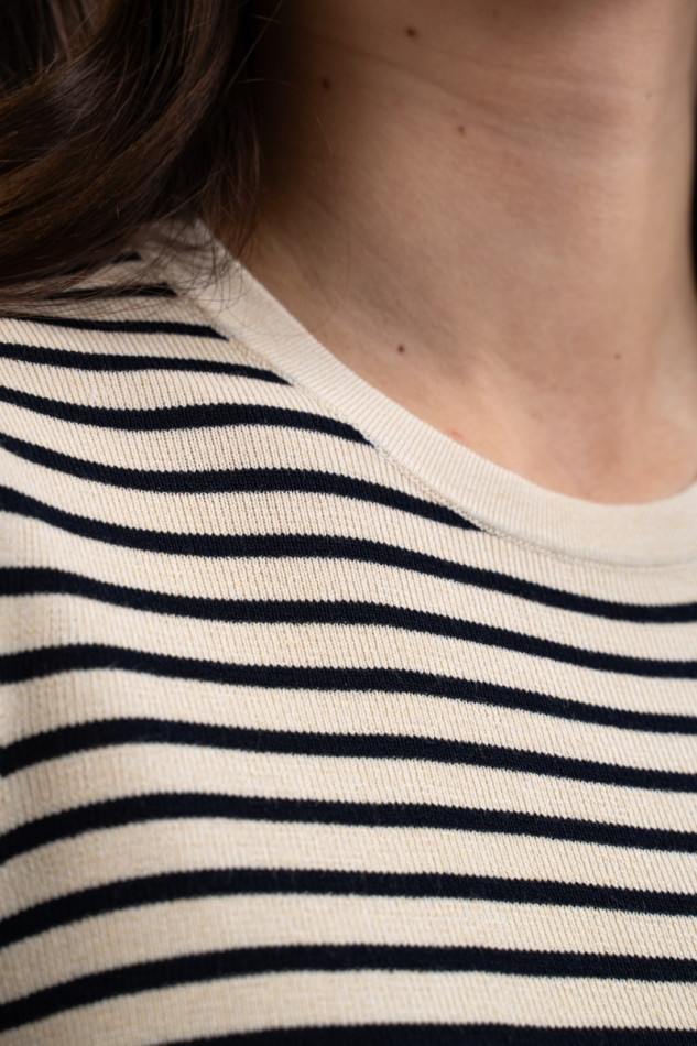 Tzimi T-shirt Mulher - Linen/Navy