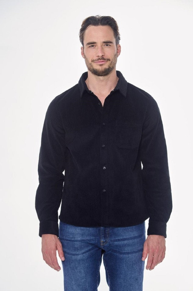 Shavi Chemise Velours Homme - Noir (Black) Shavi Chemise Velours Homme - Noir (Black)