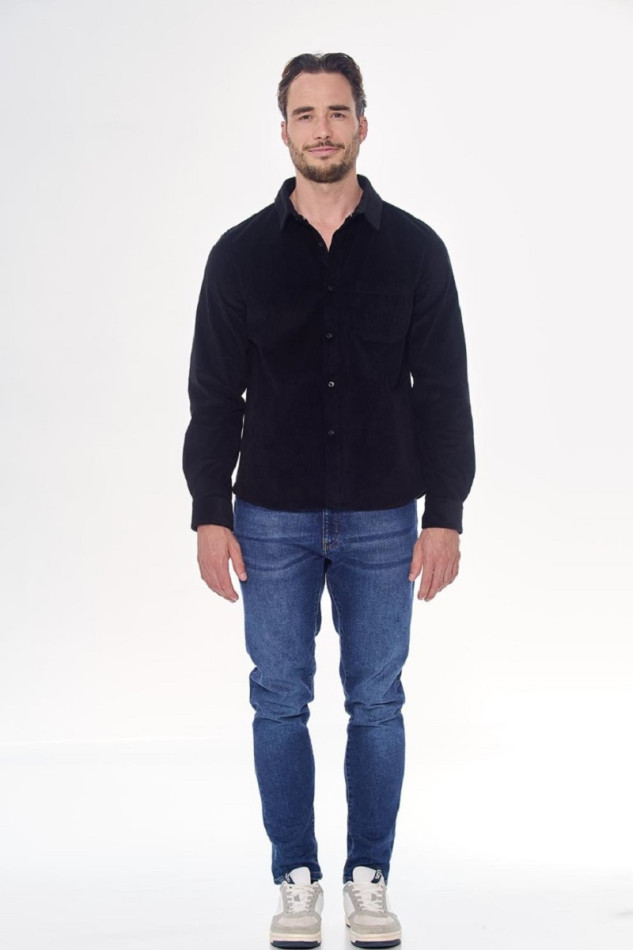 Shavi Camicia Velluto Uomo - Nero (Black)
