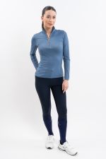 Breezi Women's Long Sleeve Polo - Steel Blue Breezi Women's Long Sleeve Polo - Steel Blue