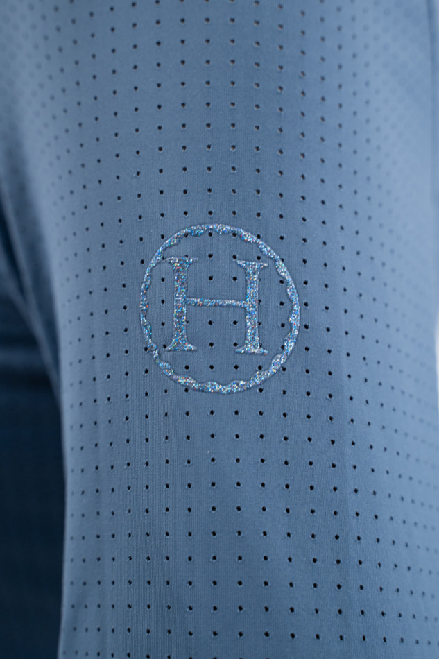 Breezi Women's Long Sleeve Polo - Steel Blue