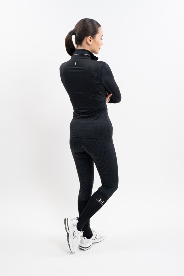 Breezi Women's Long Sleeve Polo - Black
