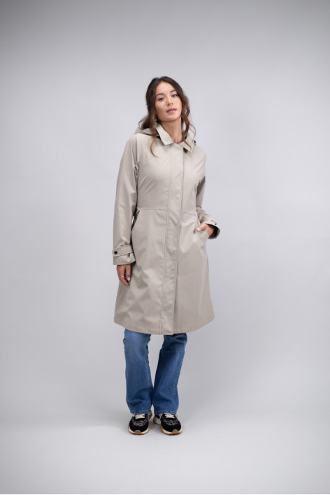 Tweeta Long Trench Coat - Beige