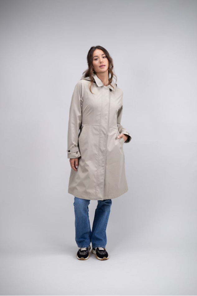 Tweeta Long Trench Coat - Beige