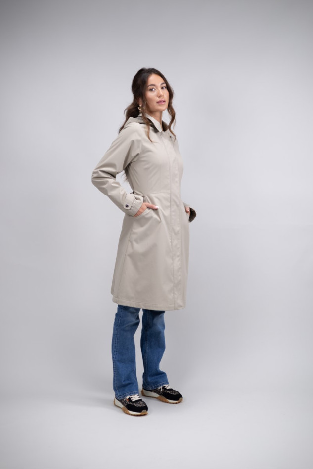 Tweeta Long Trench Coat - Beige