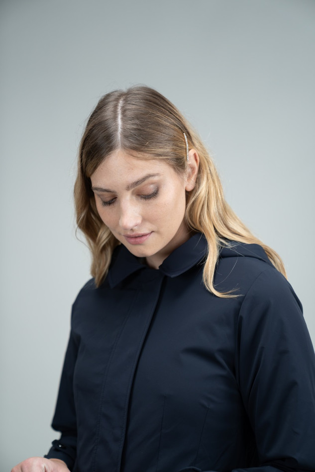 Tweeta Long Trench Coat - Navy