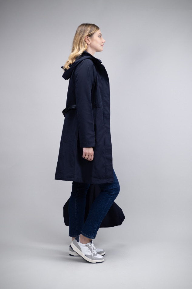 Tweeta Long Trench Coat - Navy