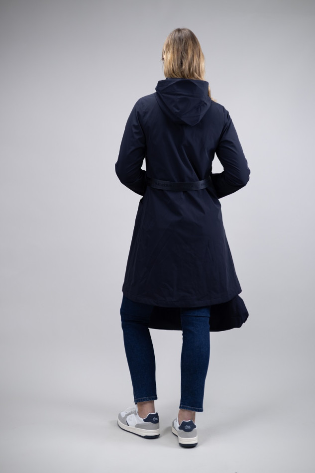 Tweeta Long Trench Coat - Navy