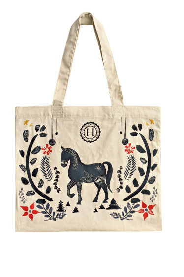 Gwapa Christmas Totebag  - Natural/ Blue