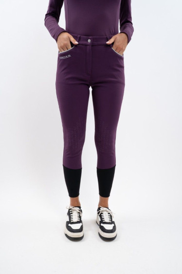 Jaipur Pantalon polaire équitation fix system grip Femme - Figue (Dark purple)