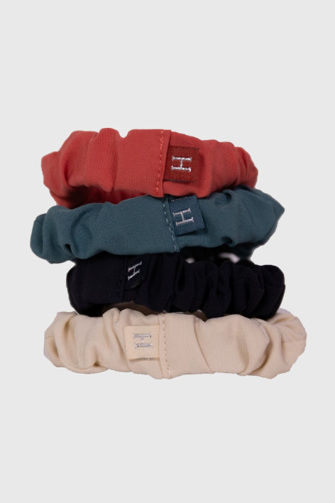 Bibi Haargummis (4er-Pack) - Navy/Shell/Peacock/Grapefruit