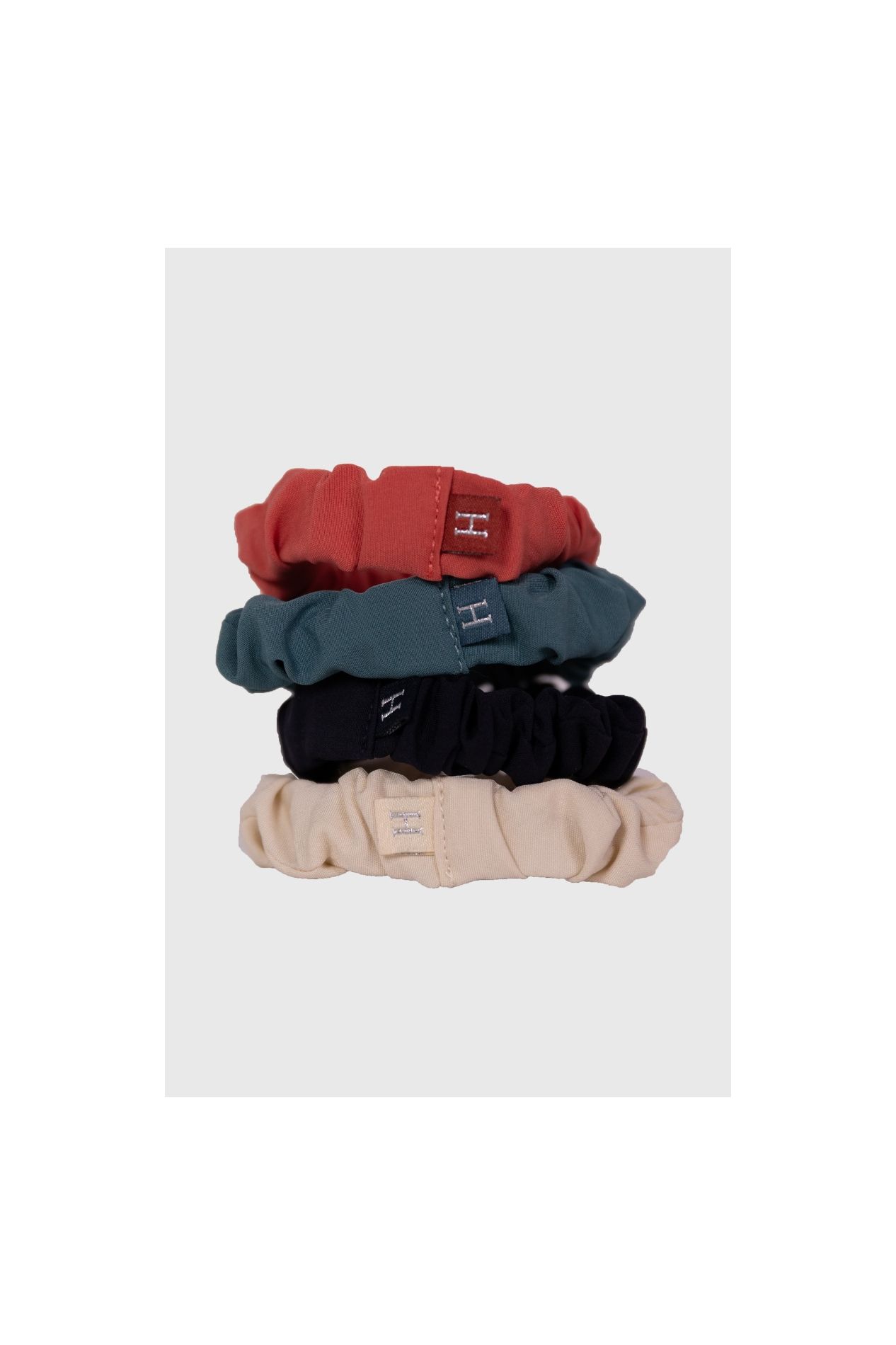 Bibi elastiques pour cheveux (pack de 4) - Navy/Shell/Peacock/Grapefruit