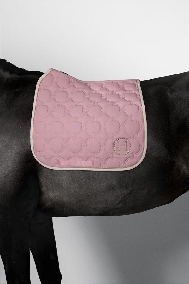 Tapis De Selle HKM Bologna – Unicolore, Mousse Anatomique, Velcro, Anti-déchirure, Pour Cheval, Rose