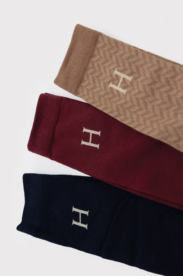 Carly Socks (x3) - Vigne/Marine/Chevron