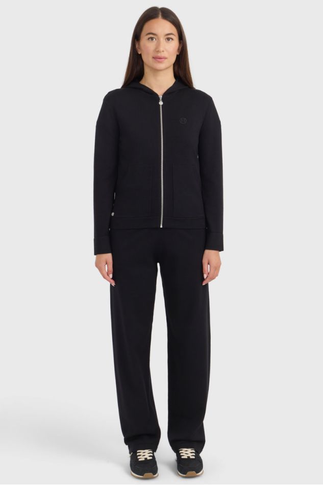 Amelie Sweat com fecho de correr em malha - Preto