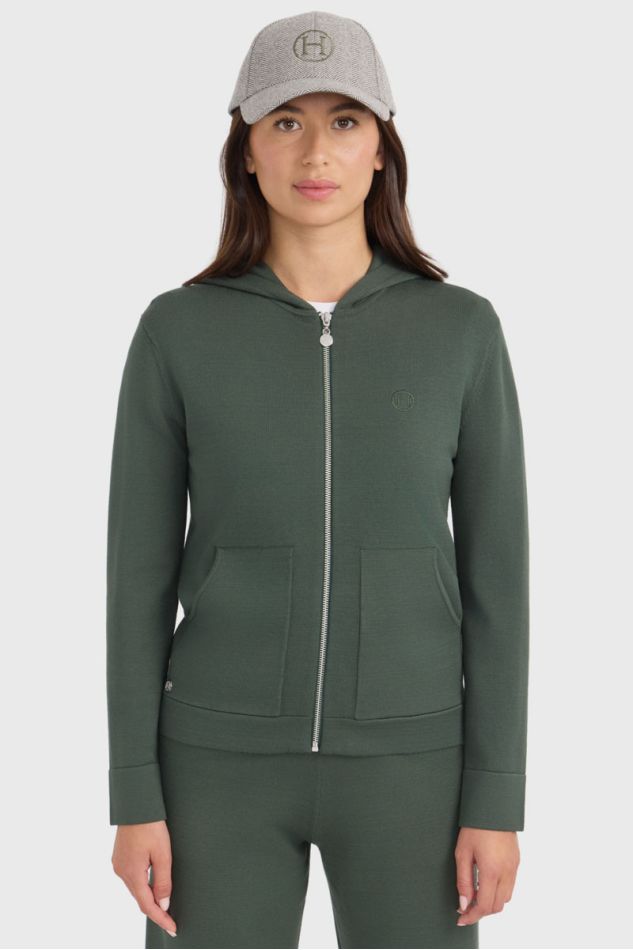 Amelie Sweat com fecho de correr em malha - Trevo Amelie Sweat com fecho de correr em malha - Trevo