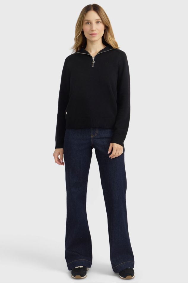 Claira Pullover mit Stehkragen - Noir Claira Pullover mit Stehkragen - Noir