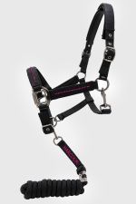 Amour headcollar and leadrope - Black/Pink Amour headcollar and leadrope - Black/Pink