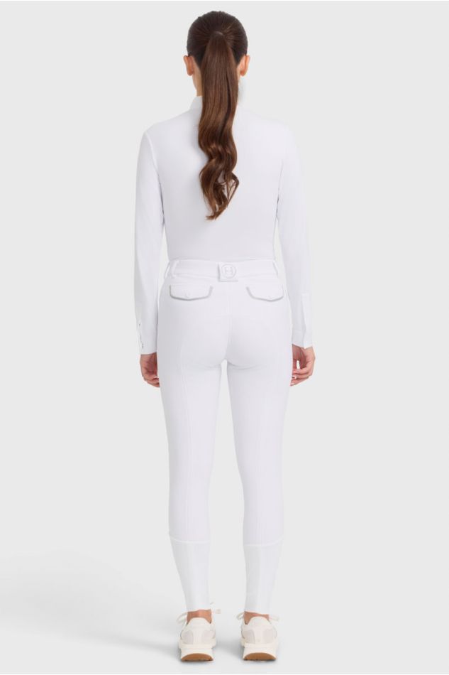 Jaipur pantaloni da equitazione in pile da donna con grip Fix System - Bianco (bianco)