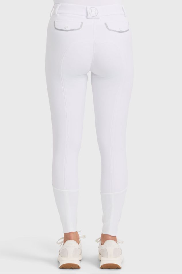 Jaipur Damen-Fleece-Reithose mit Fix-System-Grip - Wei&szlig; (Wei&szlig;)