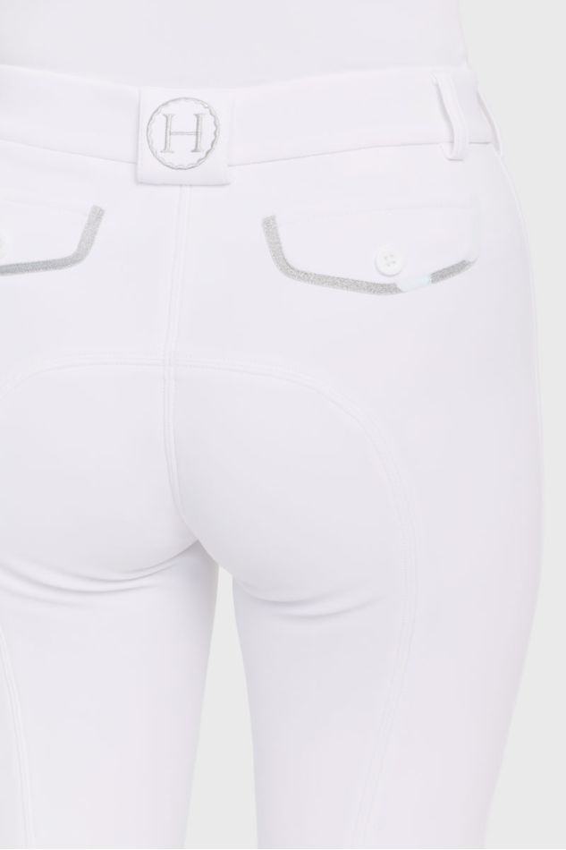 Jaipur Cal&ccedil;as de equita&ccedil;&atilde;o em tecido polar com ader&ecirc;ncia Fix System para mulher - Branco (branco)