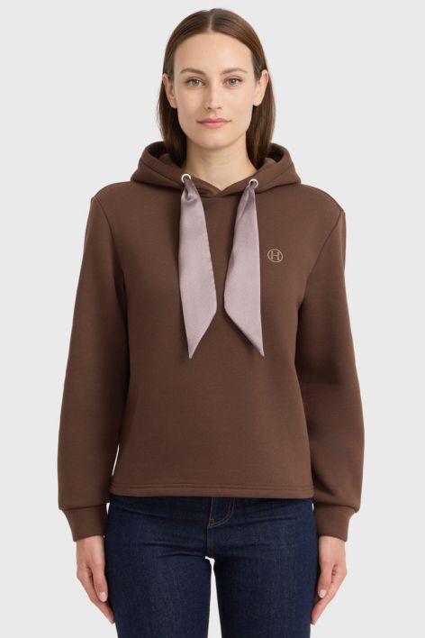 Sweatshirt com capuz Celia - Castanho